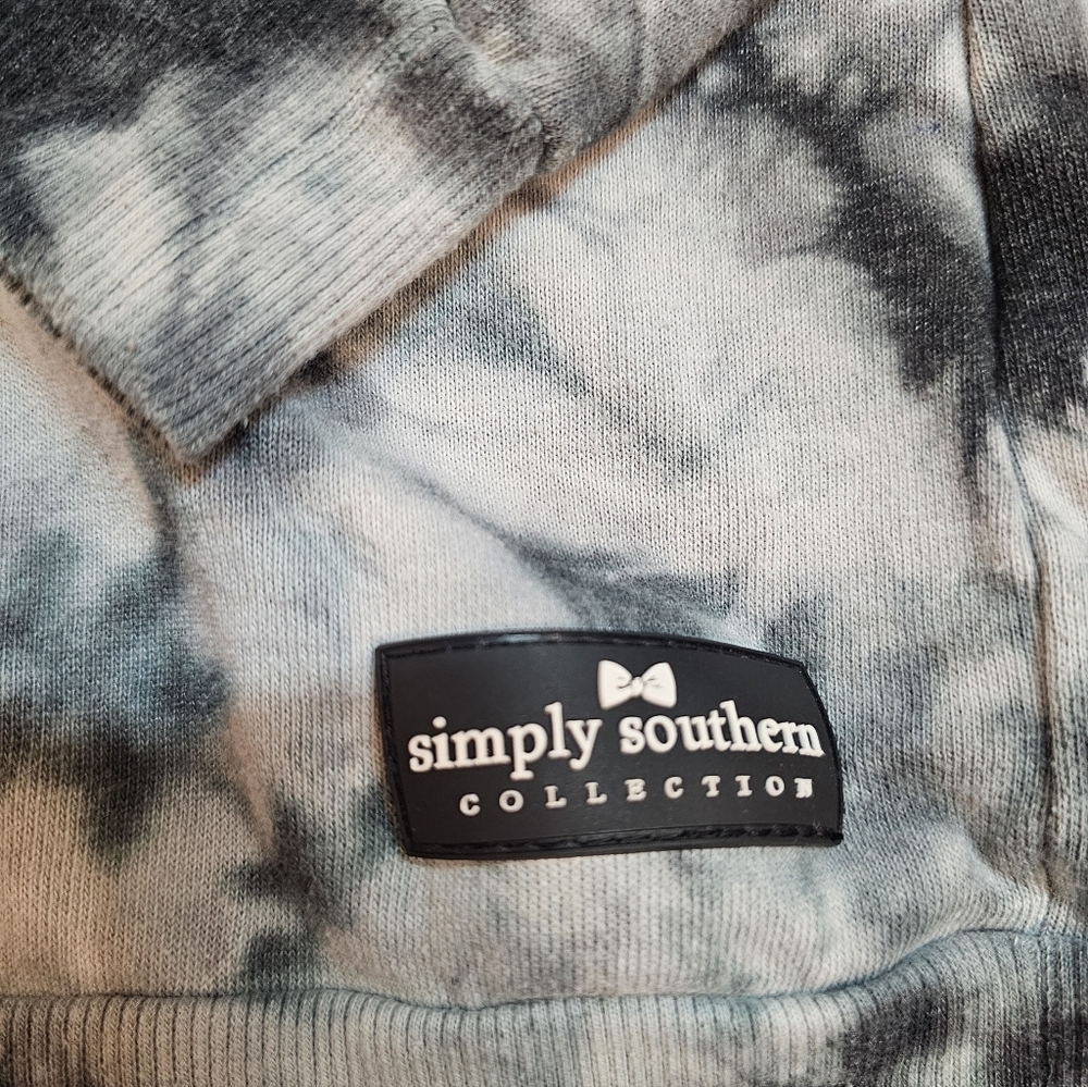 Simply Southern Collection Tie-Dye Pullover Sweatshirt Gray Black White Size XL - Picture 2 of 10